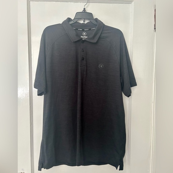 Hurley Ultra Soft Stretch Moisture Wicking Performance Polo Size Large Black - Picture 2 of 4